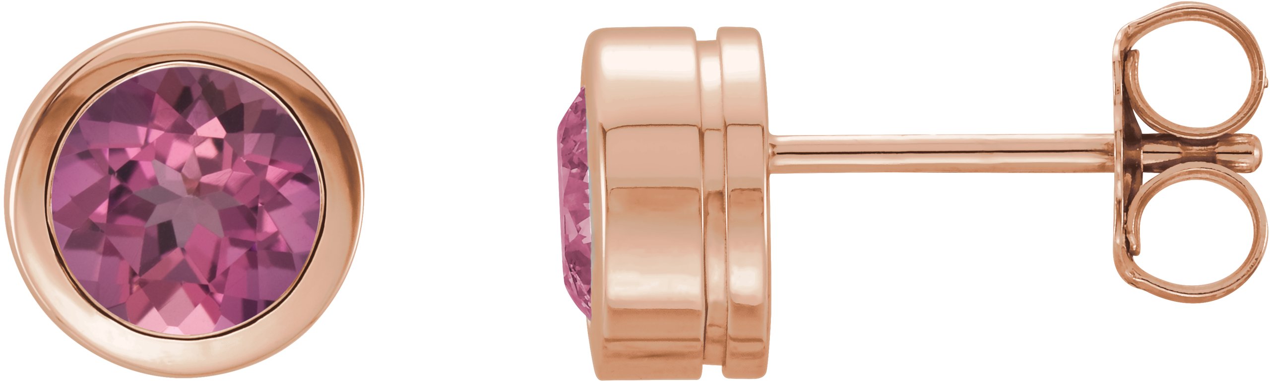 Round Bezel-Set Birthstone Stud Earrings