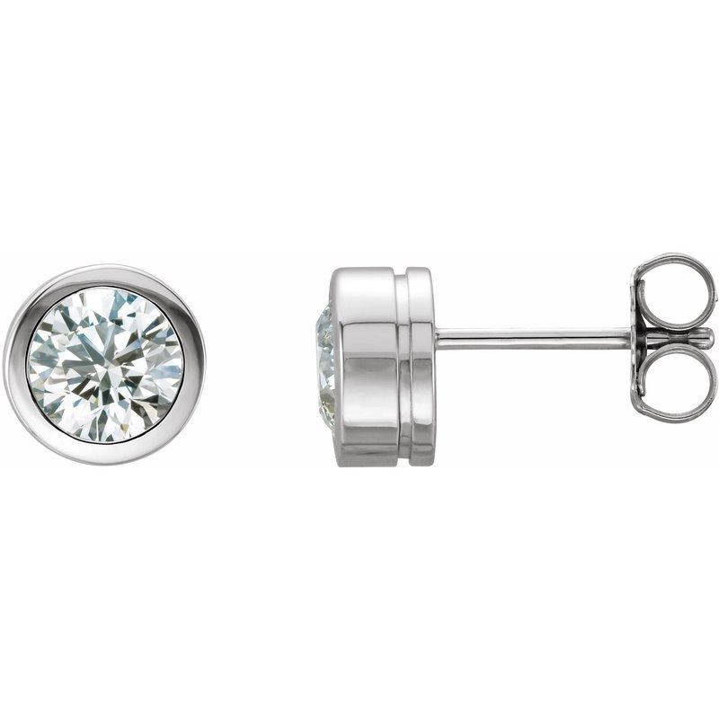 Round Bezel-Set Birthstone Stud Earrings