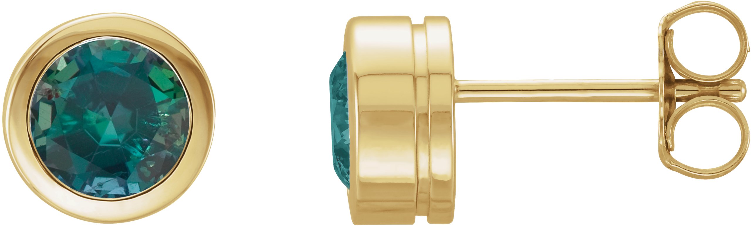 Round Bezel-Set Birthstone Stud Earrings