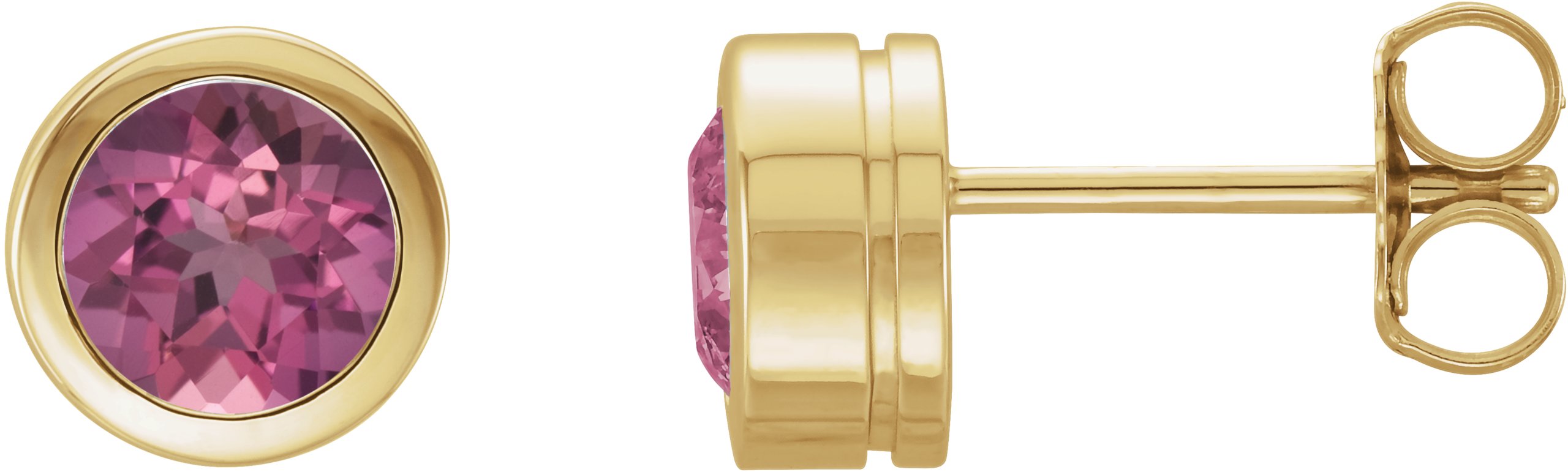 Round Bezel-Set Birthstone Stud Earrings