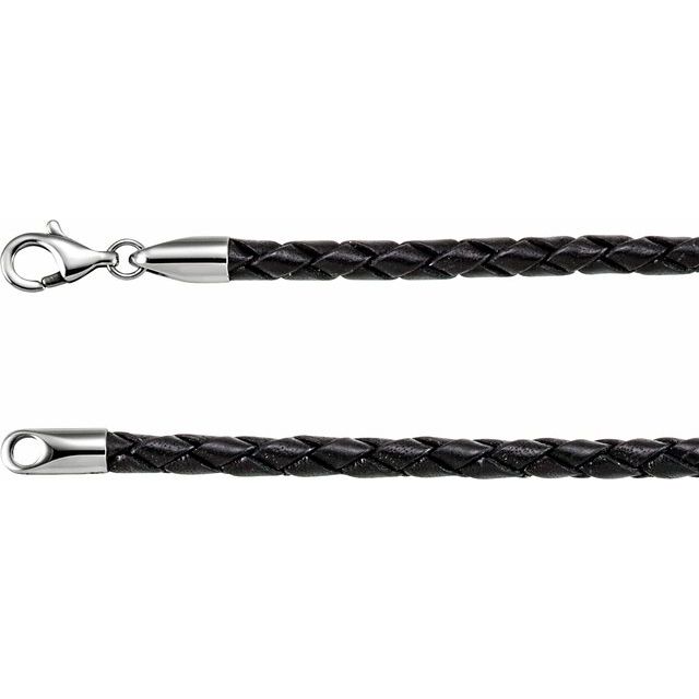 Black 4 mm Faux Leather 20" Cord Necklace