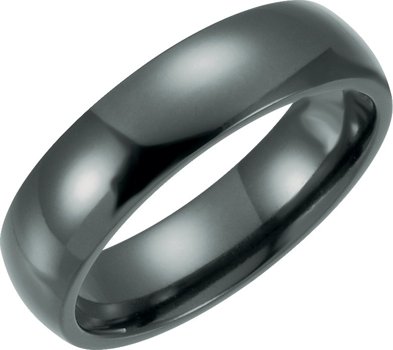 Black Titanium 6 mm Domed Polished Band Size 9