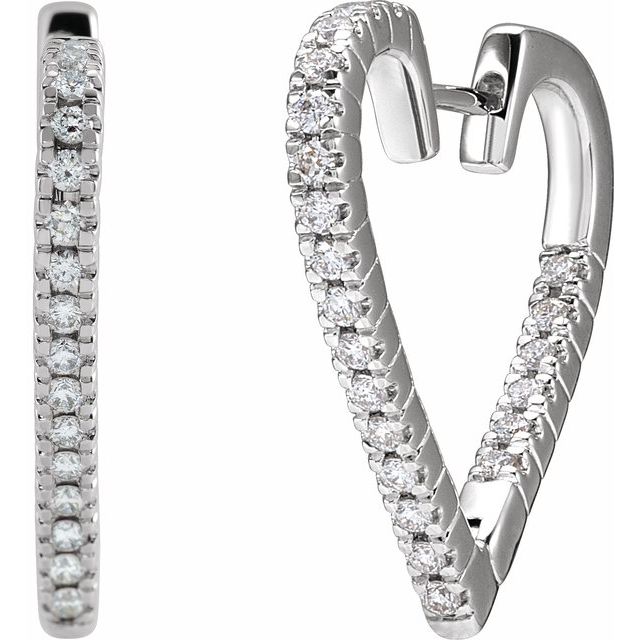 14K White 5/8 CTW Natural Diamond Heart Earrings