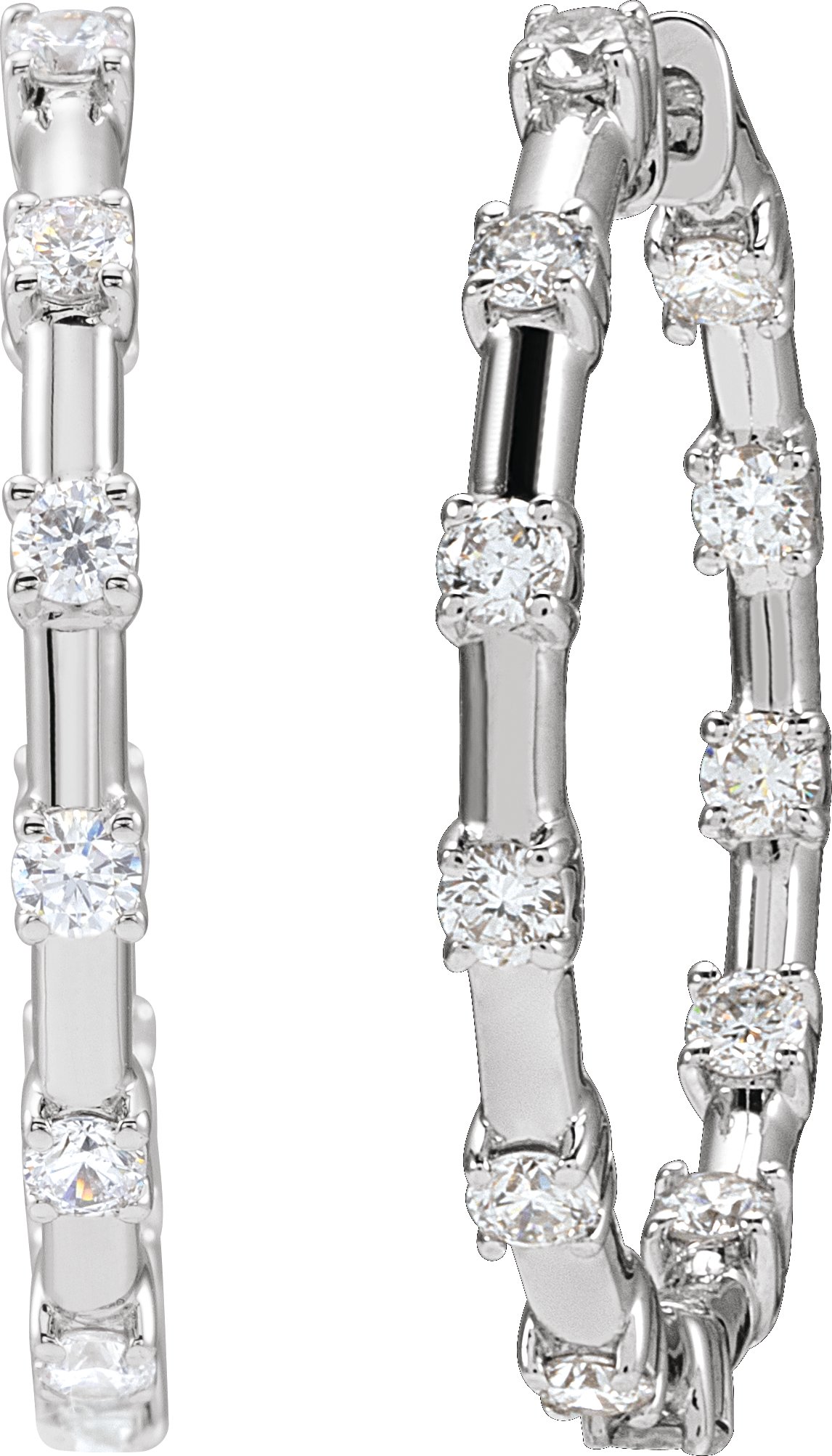 1 CTW Lab-Grown Diamond Inside-Outside 25.1 mm Hoop Earrings view 2