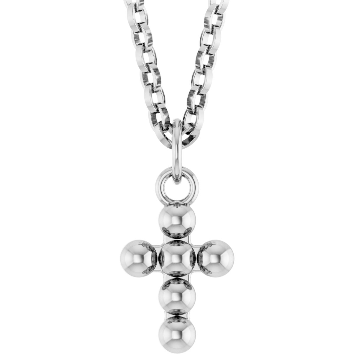 Sterling Silver Beaded Cross 18" Necklace