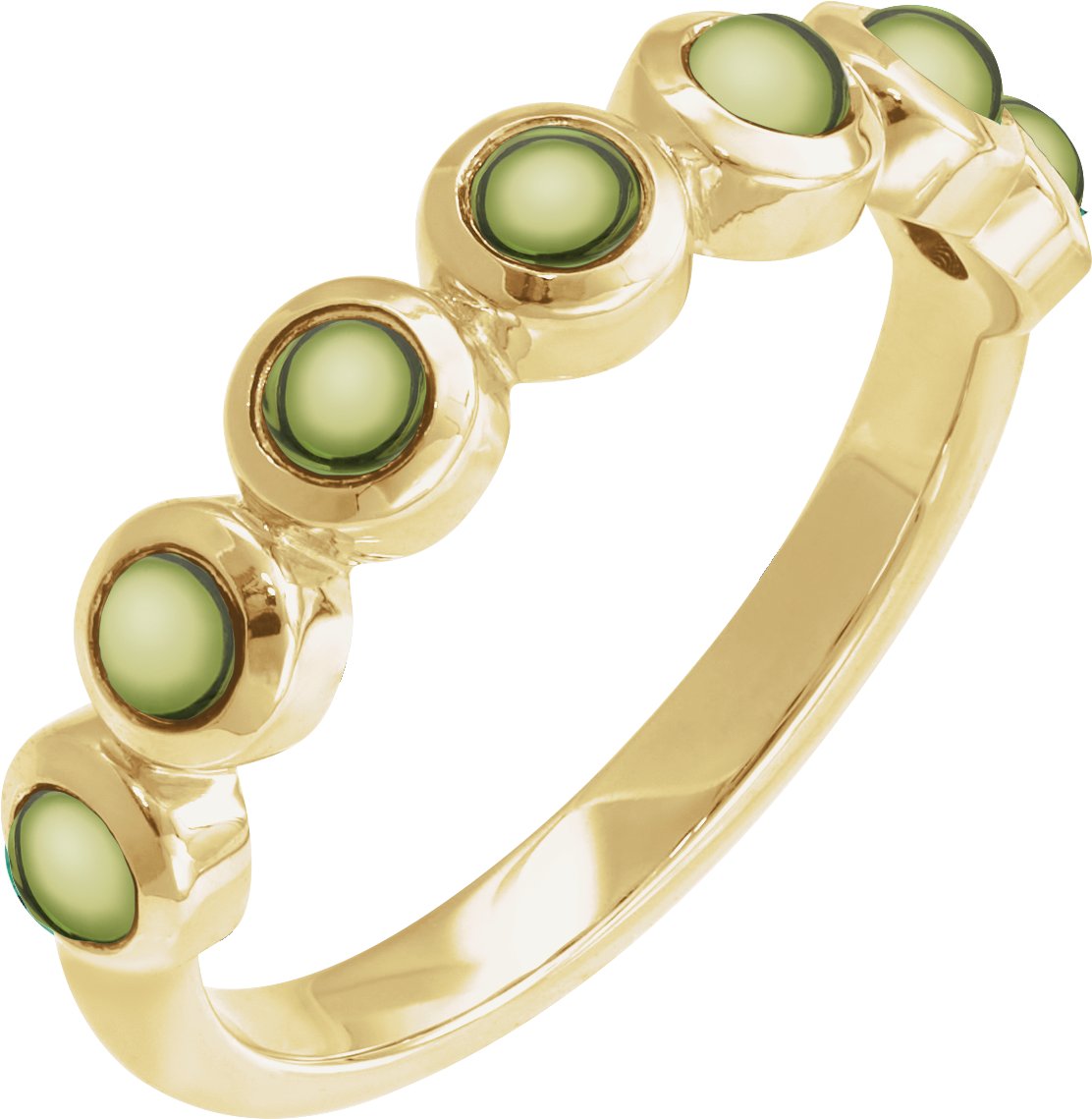 14K Yellow Cabochon Natural Peridot Stackable Ring