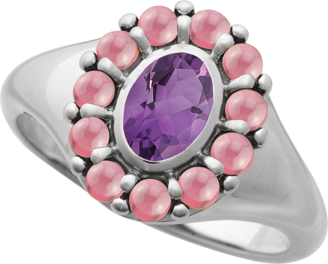 Natural Mexican Fire Opal & Natural Citrine Halo-Style Ring view 4