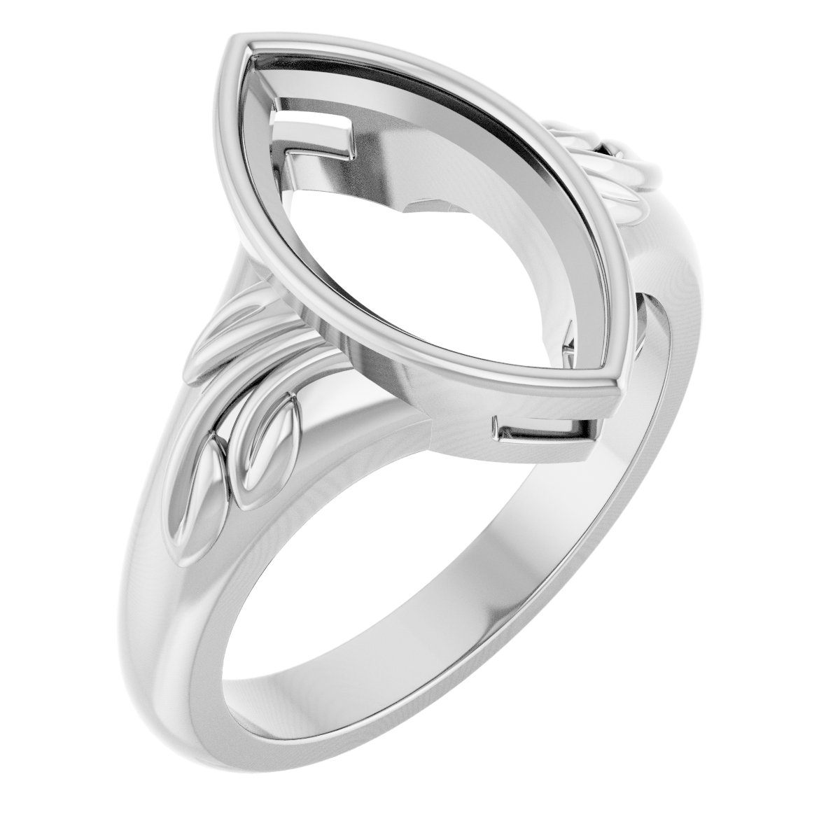 14K White 14x7 mm Marquise Ring Mounting