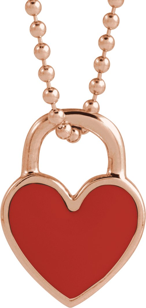 Enamel Heart Necklace or Pendant