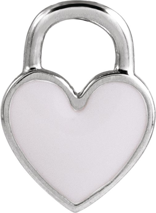 Sterling Silver White Enamel Heart Pendant