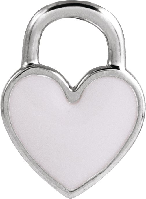 14K White White Enamel Heart Pendant