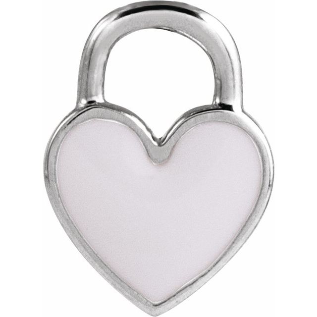 Sterling Silver White Enamel Heart Pendant
