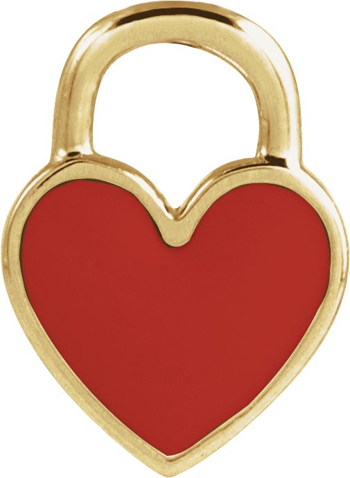 14K Yellow Red Enamel Heart Pendant