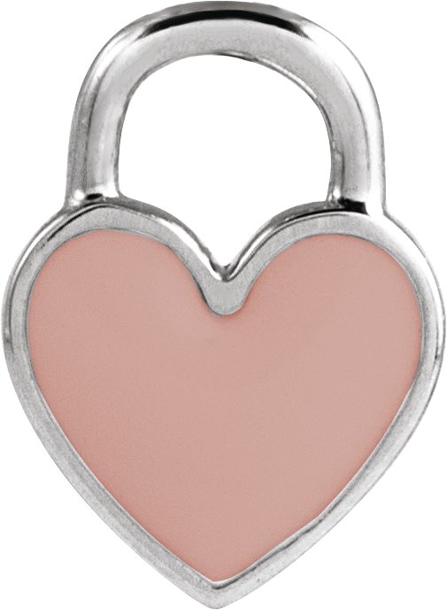 14K White Pink Enamel Heart Pendant