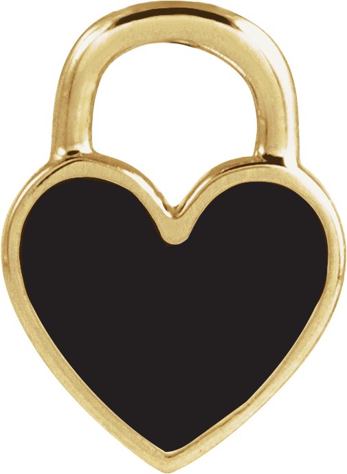 14K Yellow Black Enameled Heart Charm/Pendant
