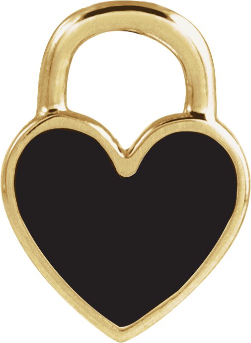 14K Yellow Black Enamel Heart Pendant