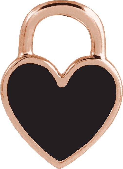 14K Rose Black Enamel Heart Pendant