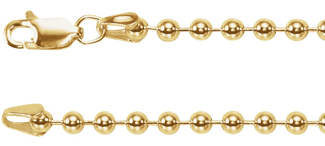 14K Yellow Gold-Filled 3 mm Hollow Bead 16" Chain