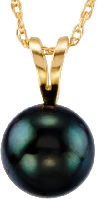 Cultured Black Akoya Pearl Necklace – 14K Yellow Gold