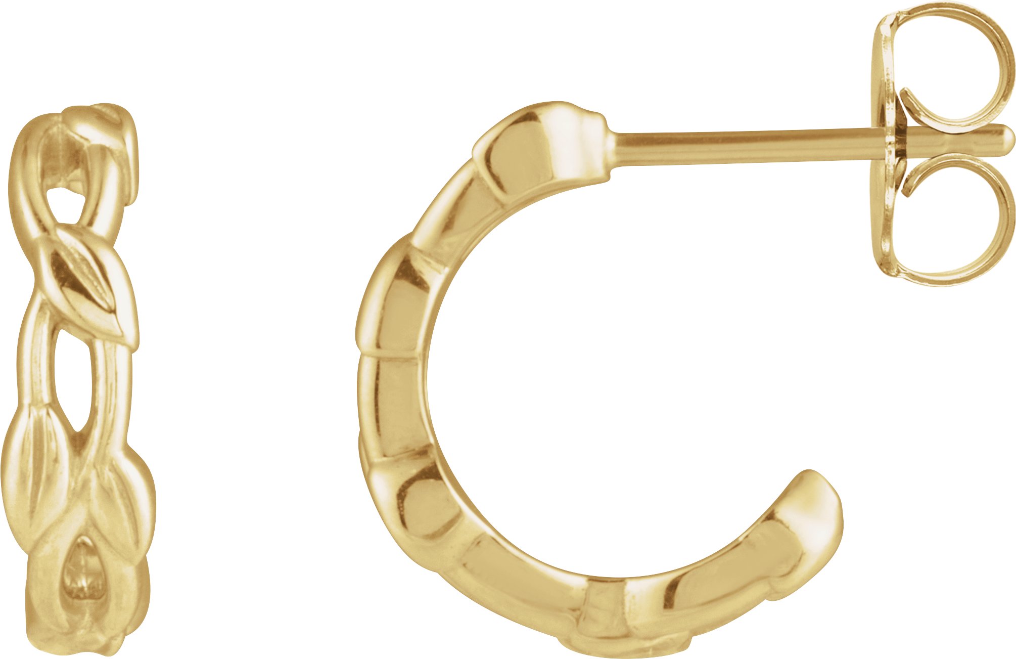 14K Yellow Nature 12.9 mm Left Hoop Earring
