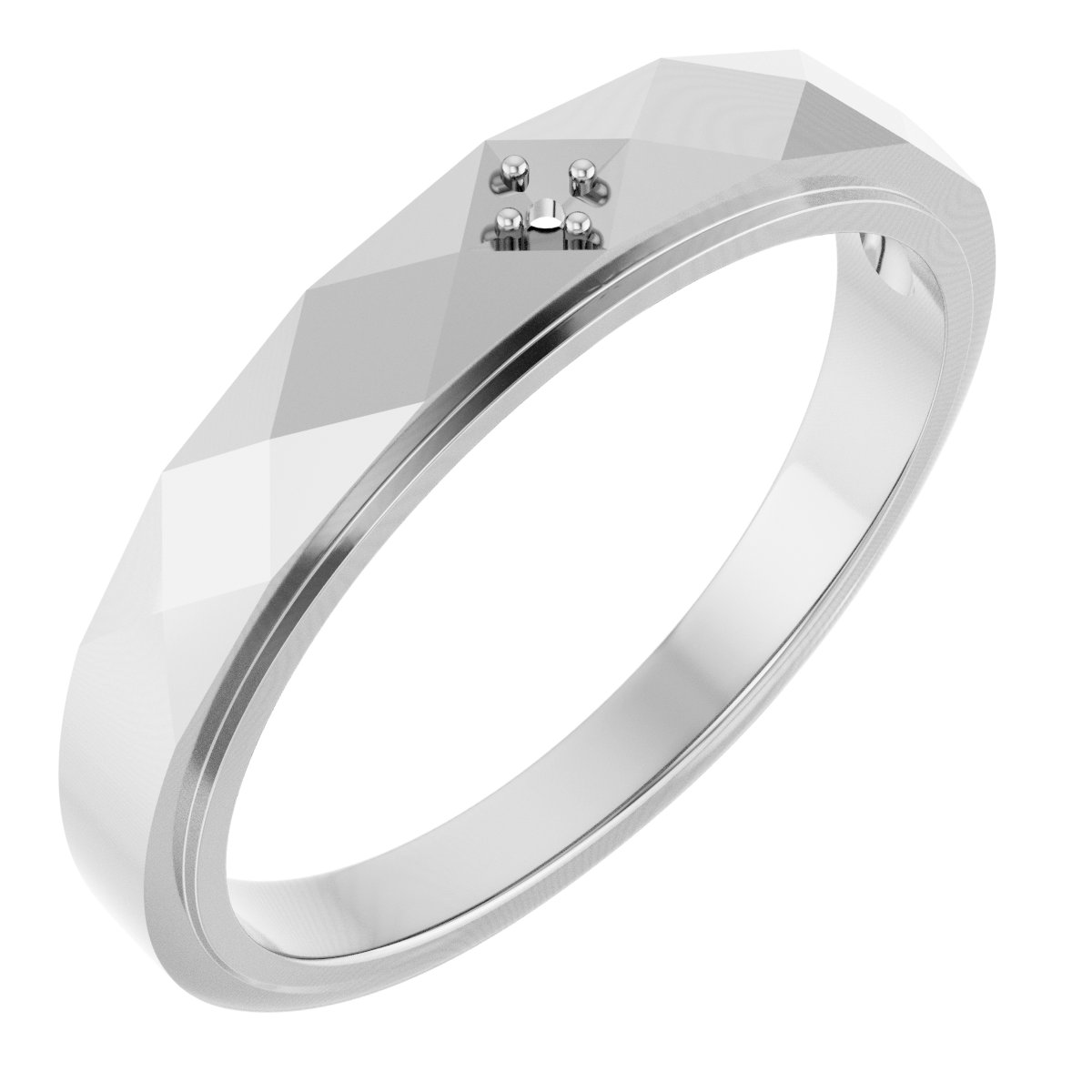 Faceted Solitaire Band
