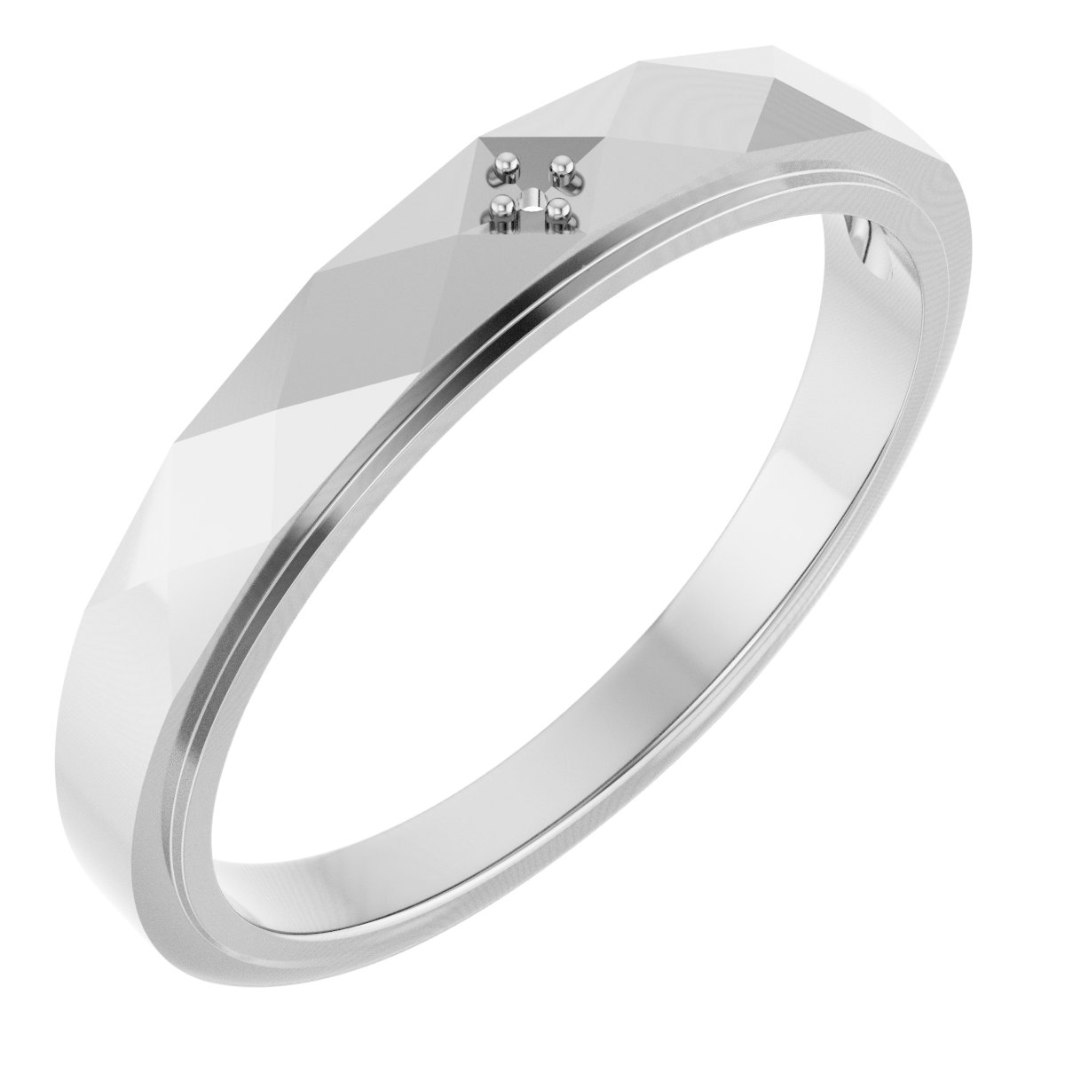 Faceted Solitaire Band