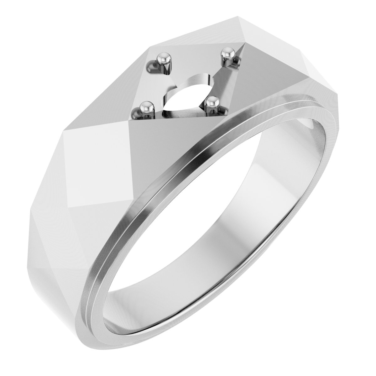 Faceted Solitaire Band