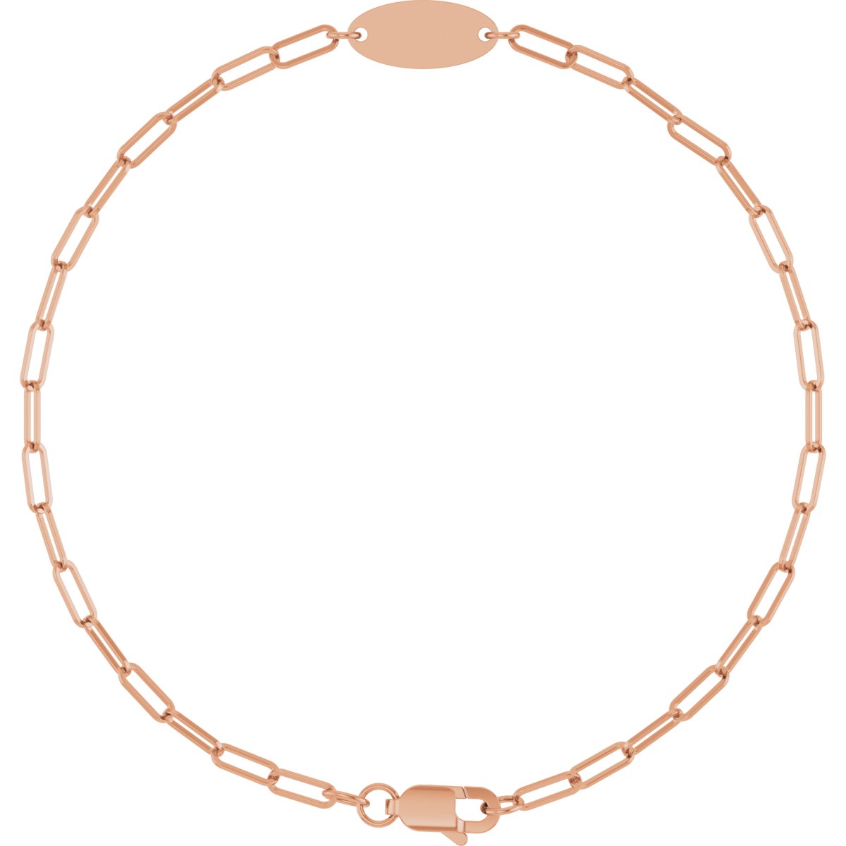 14K Rose Engravable Oval 7 Bracelet