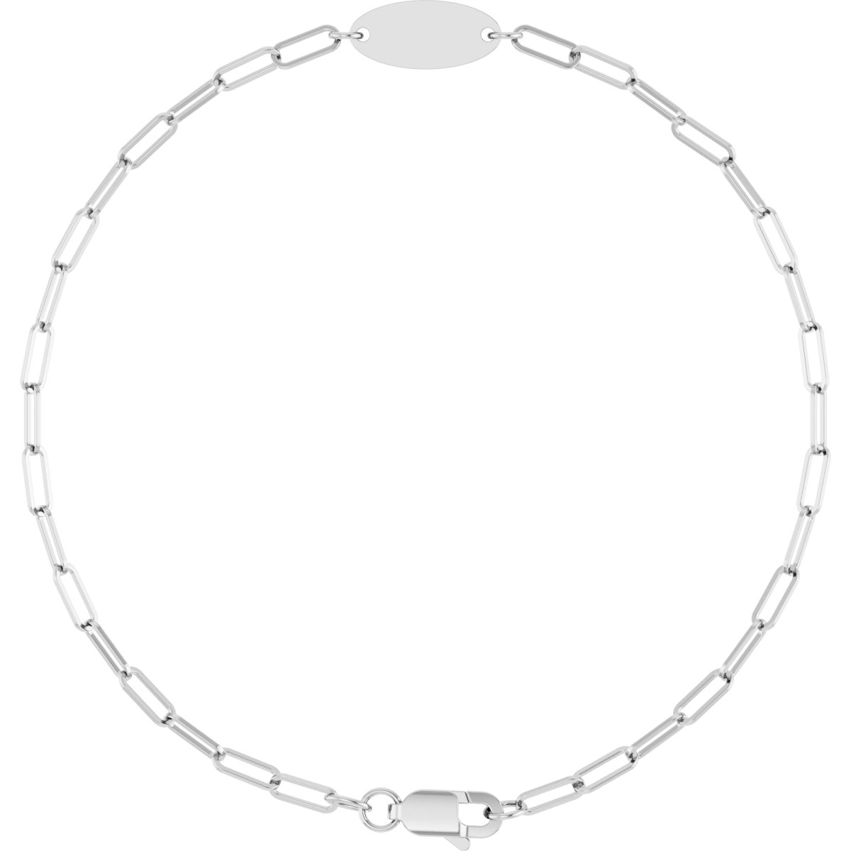 14K White Engravable Oval 7 Bracelet