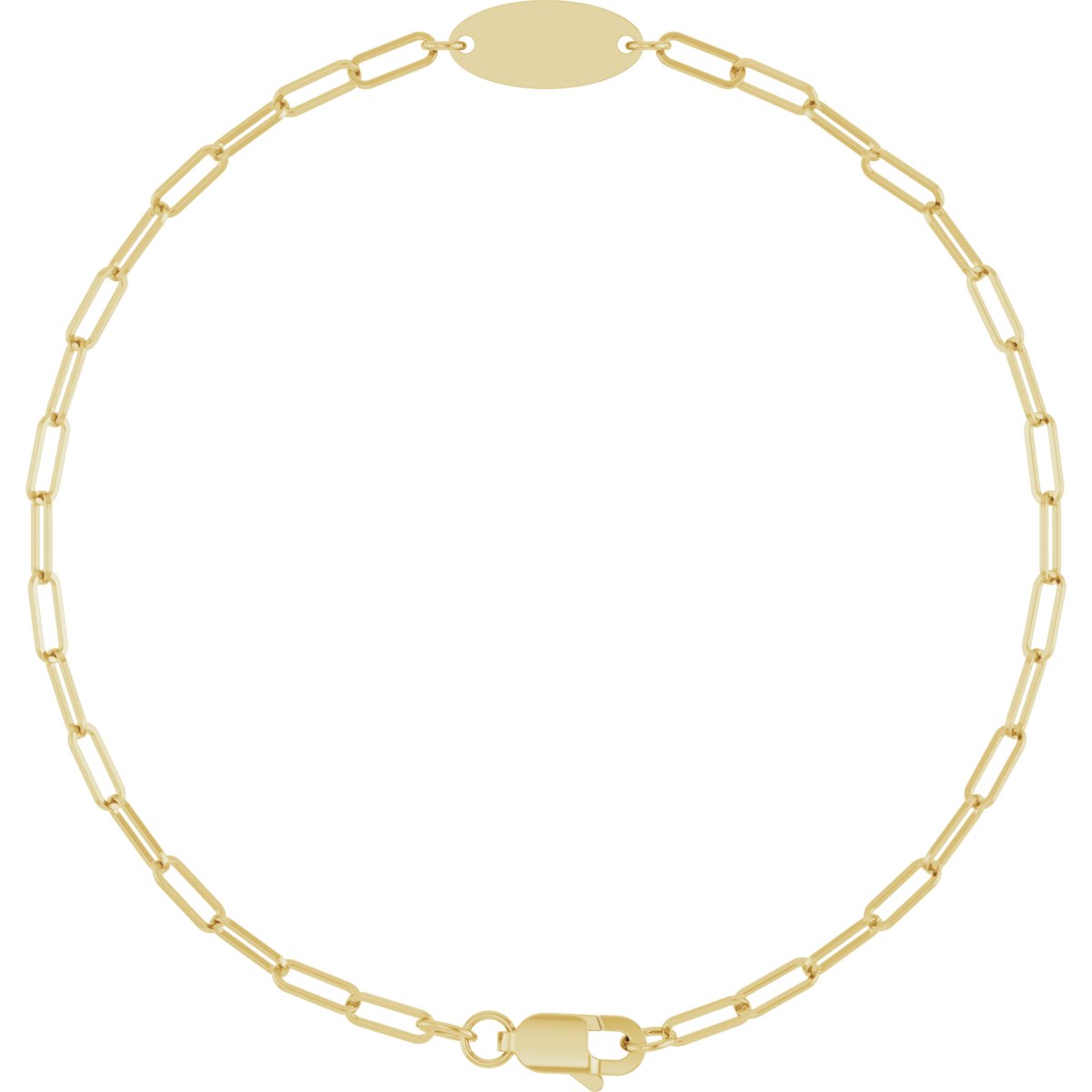 14K Yellow Engravable Oval 7 Bracelet