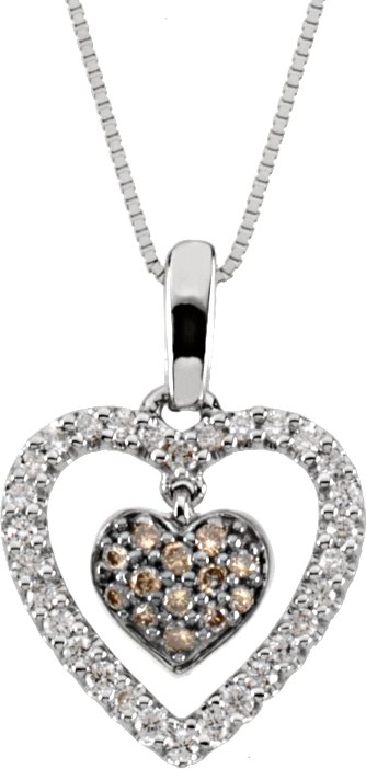 1/4 CTW Natural White And Brown Diamond Necklace – 14K White Gold