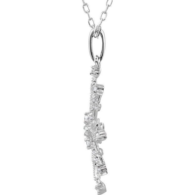 Sterling Silver Imitation White Cubic Zirconia Snowflake 18 Necklace