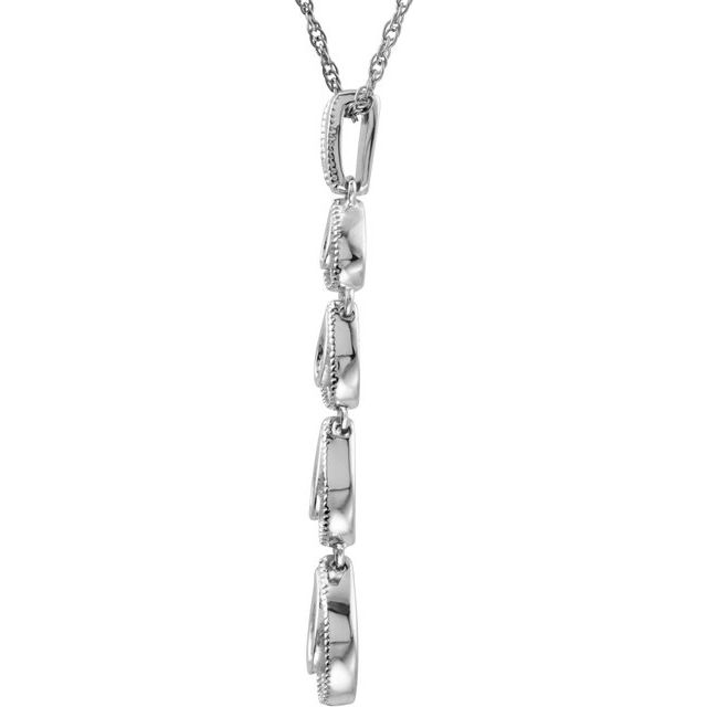 Sterling Silver Imitation White Cubic Zirconia Graduated Teardrop 18 Necklace