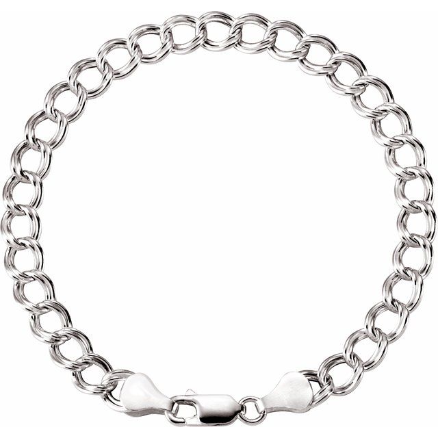 Sterling Silver 4.5 mm Hollow Curb Charm 7" Bracelet