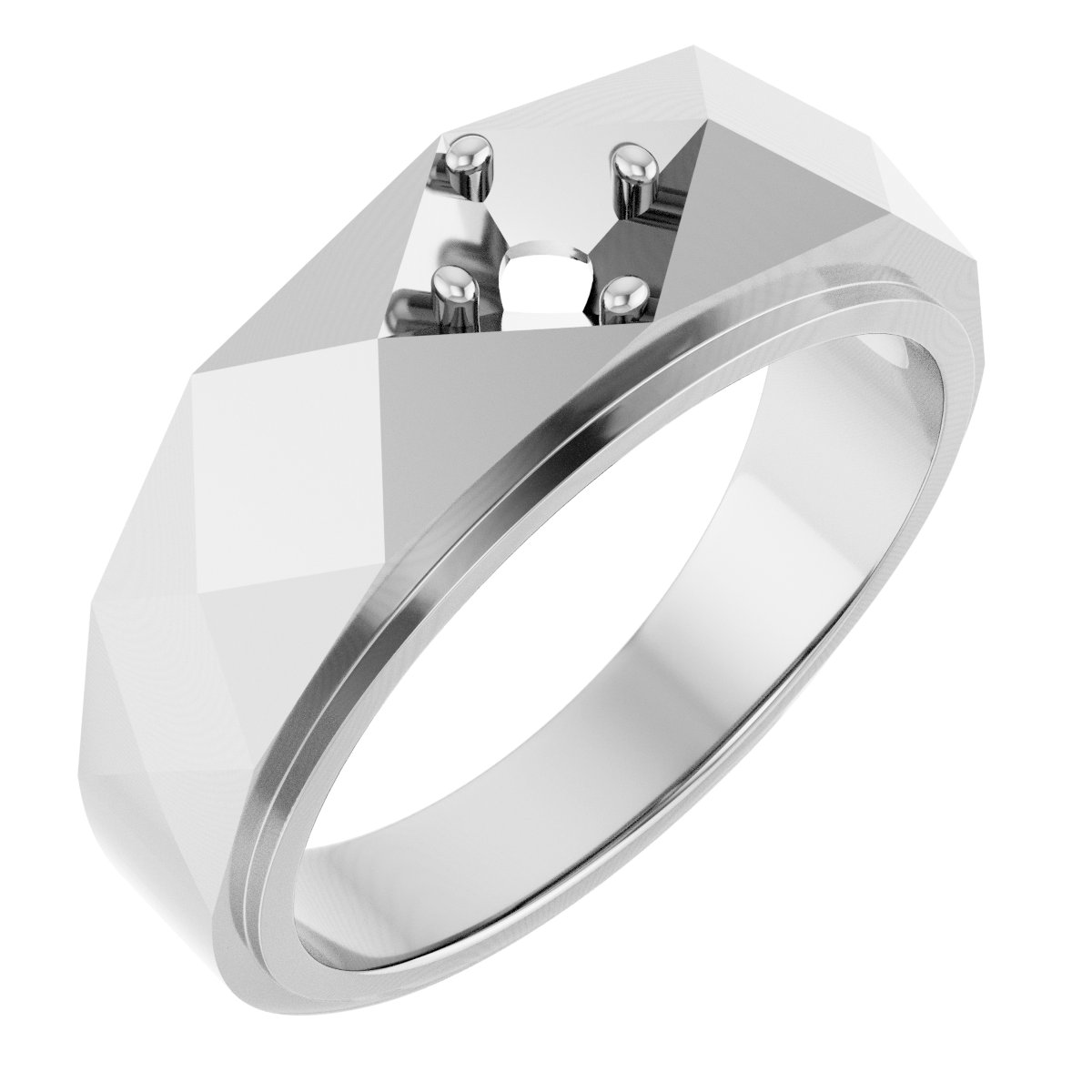 Faceted Solitaire Band