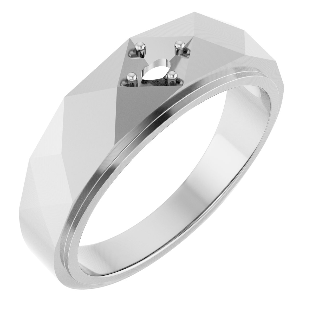 Faceted Solitaire Band
