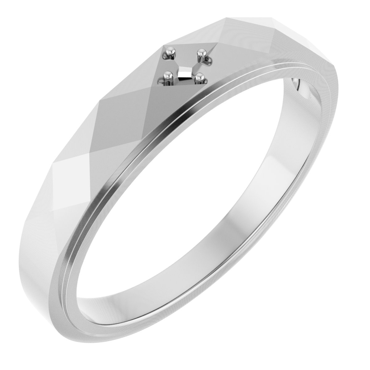 Faceted Solitaire Band