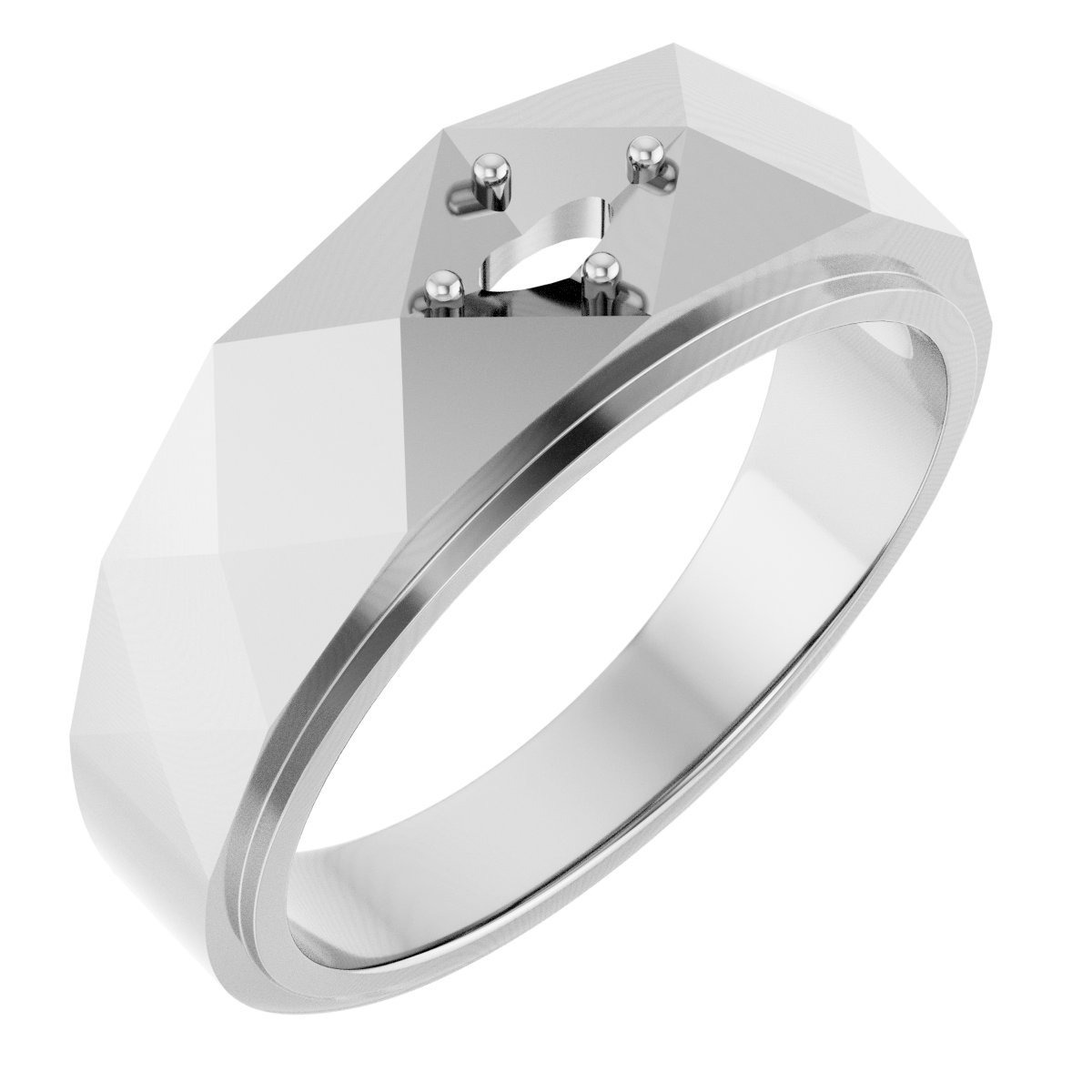 Faceted Solitaire Band