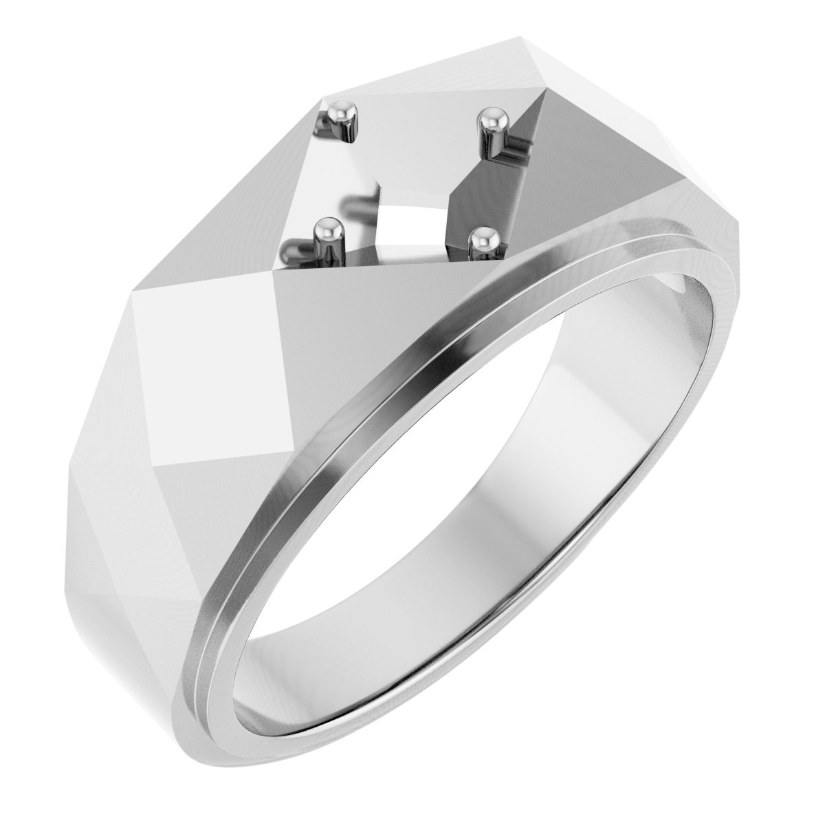 Faceted Solitaire Band
