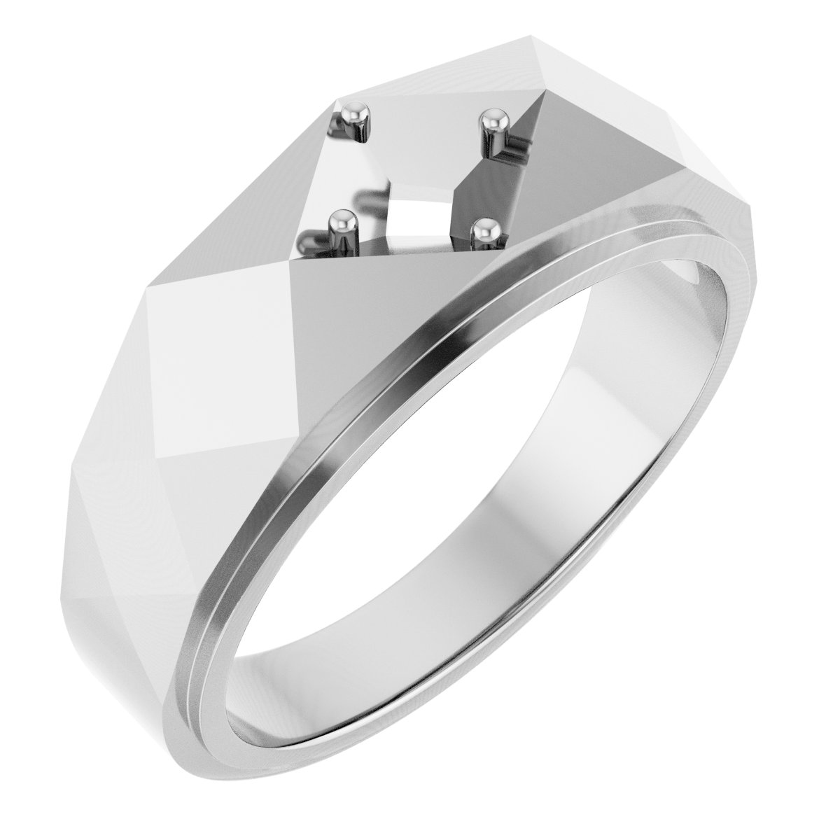 Faceted Solitaire Band