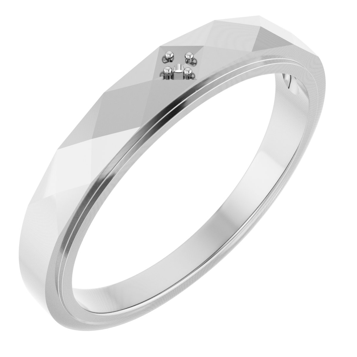 Faceted Solitaire Band