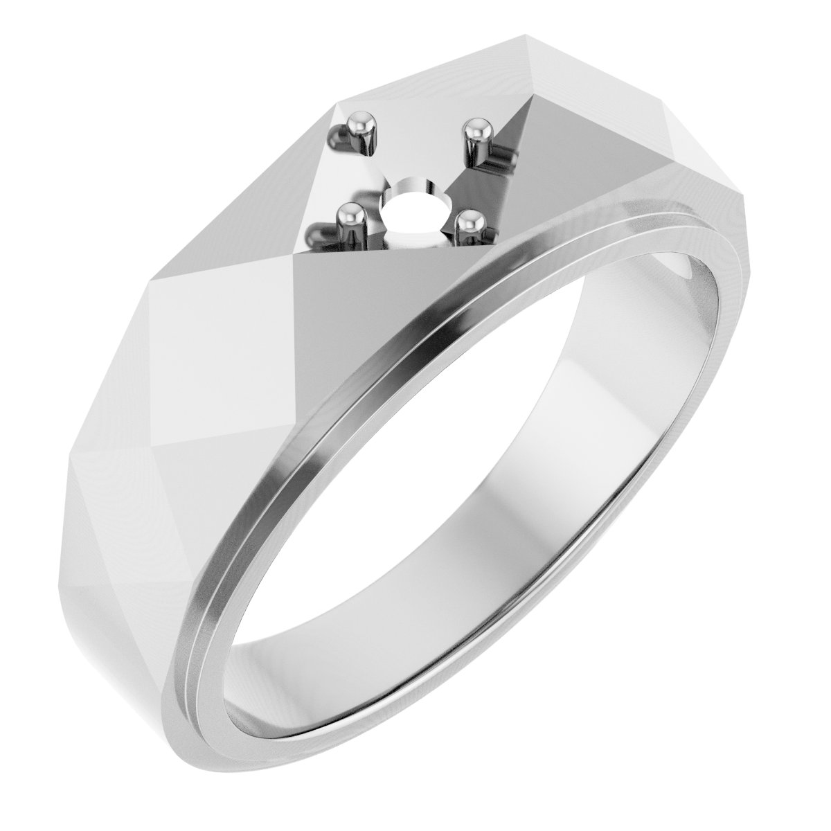Faceted Solitaire Band