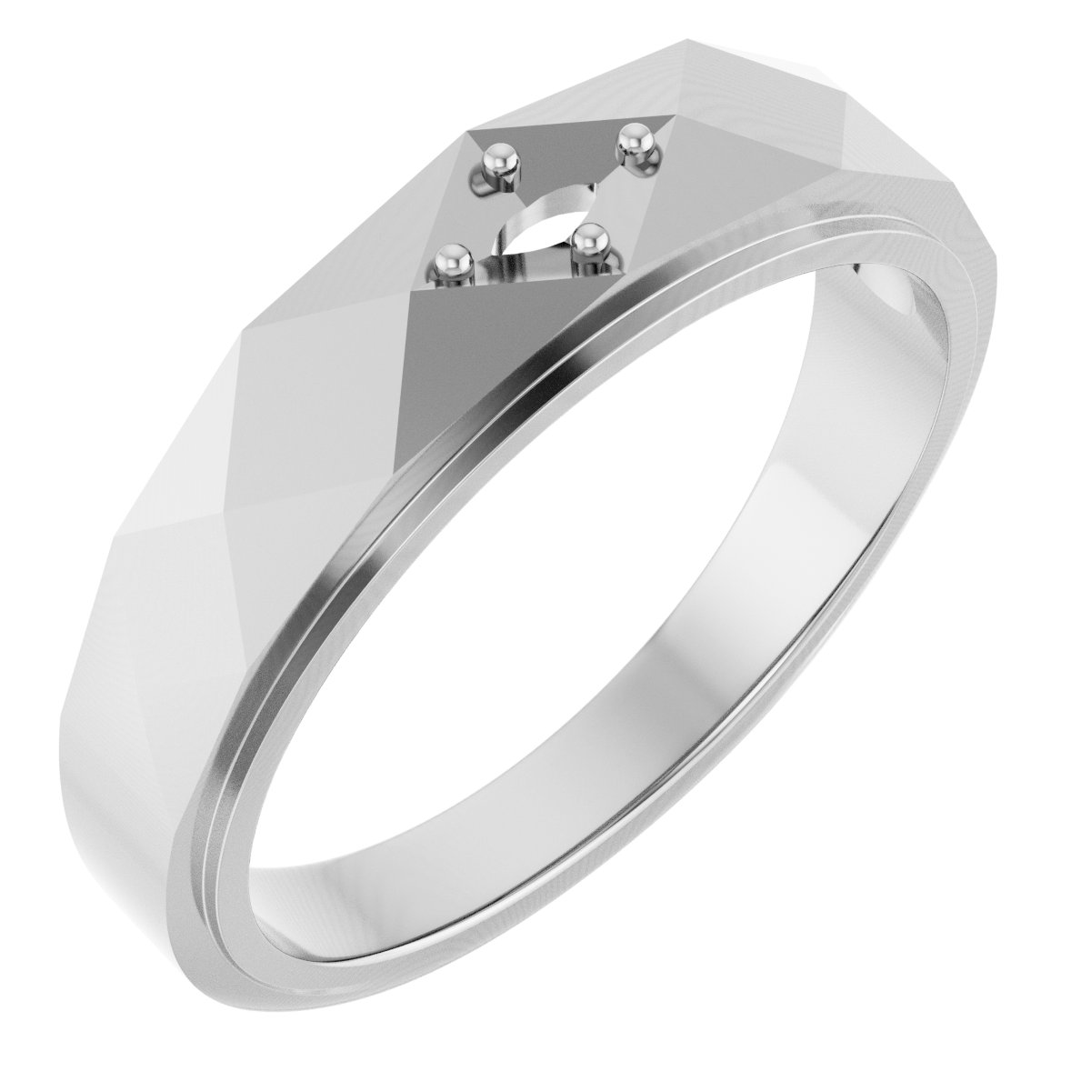 Faceted Solitaire Band