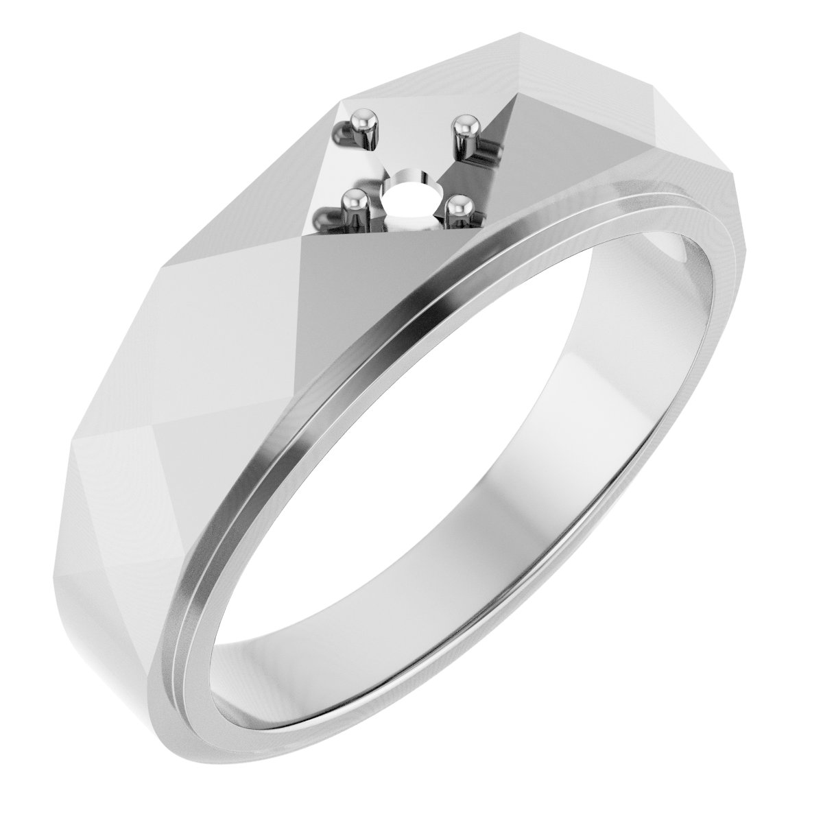Faceted Solitaire Band