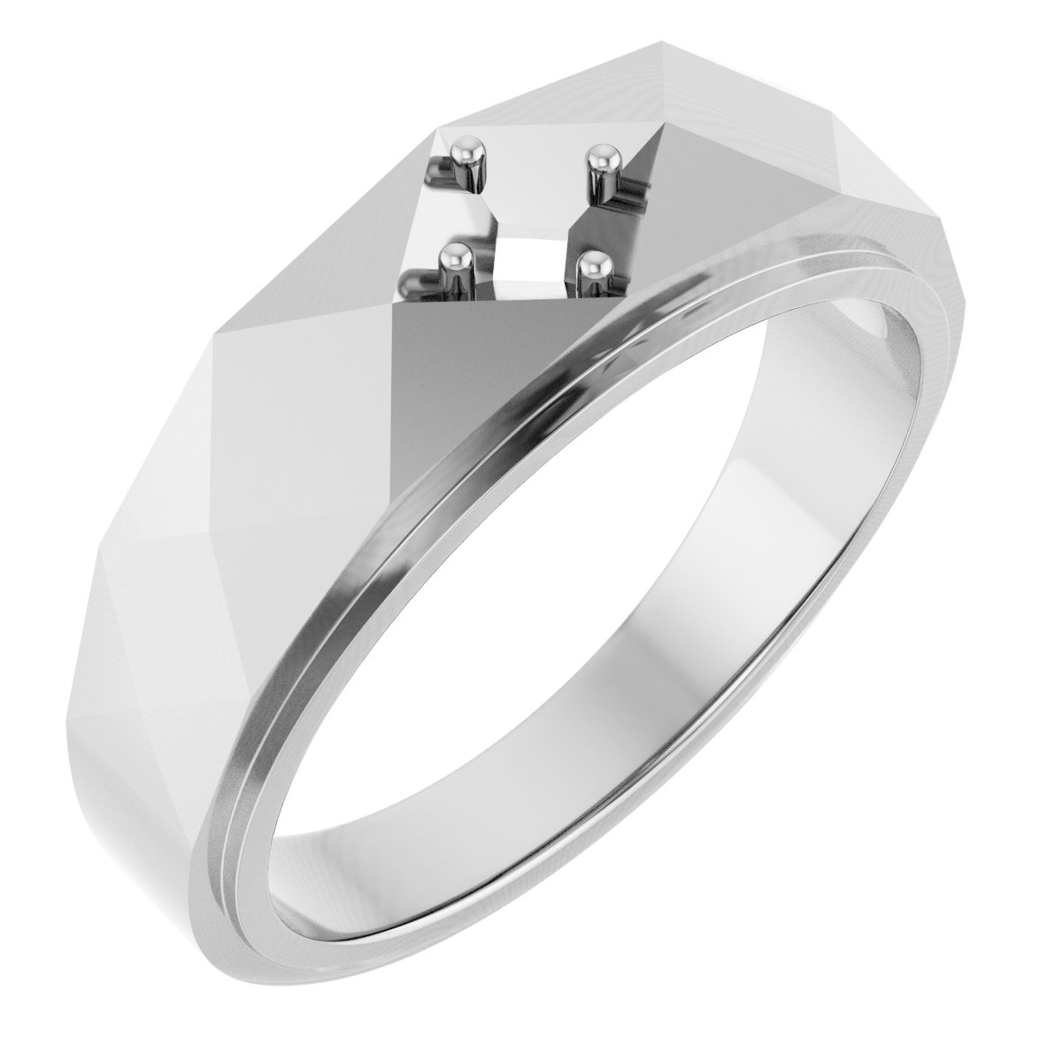 Faceted Solitaire Band
