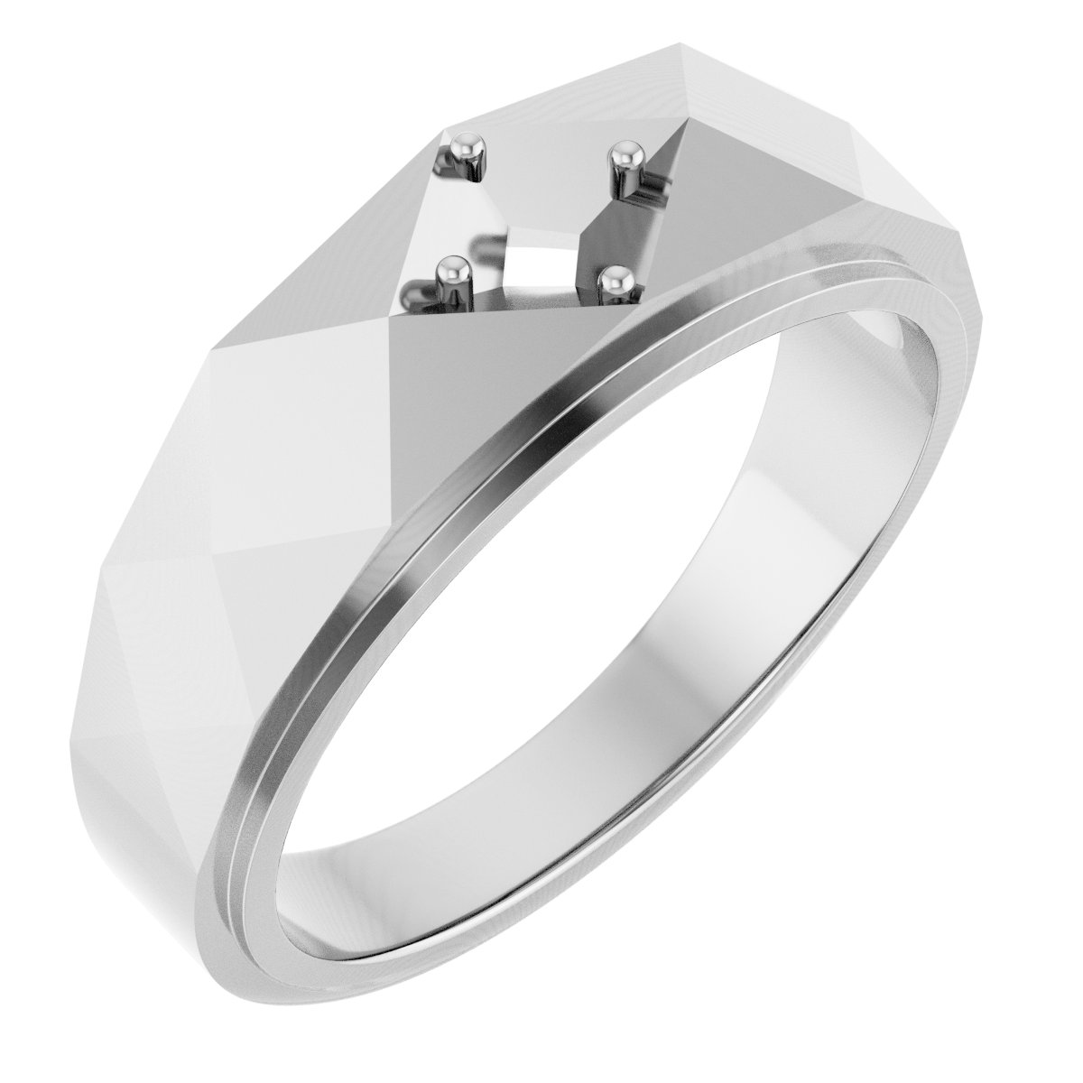 Faceted Solitaire Band
