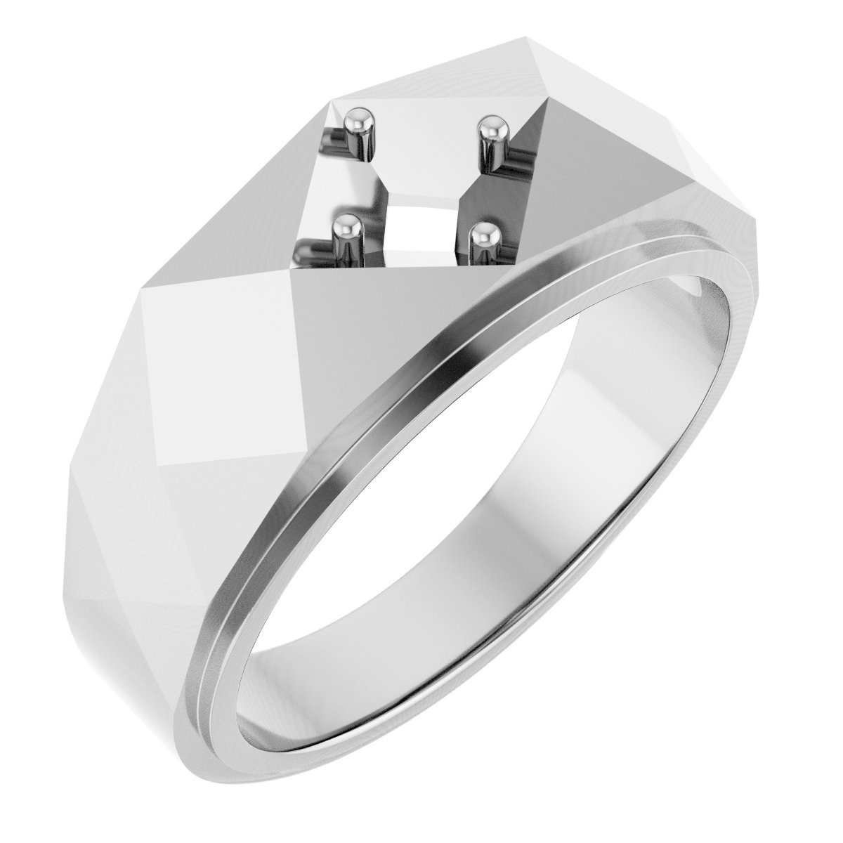 Faceted Solitaire Band