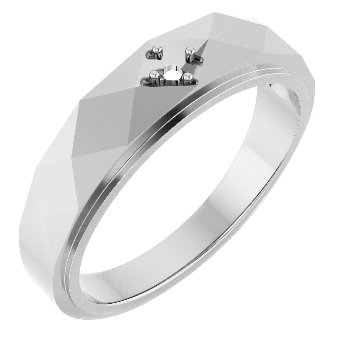Faceted Solitaire Band