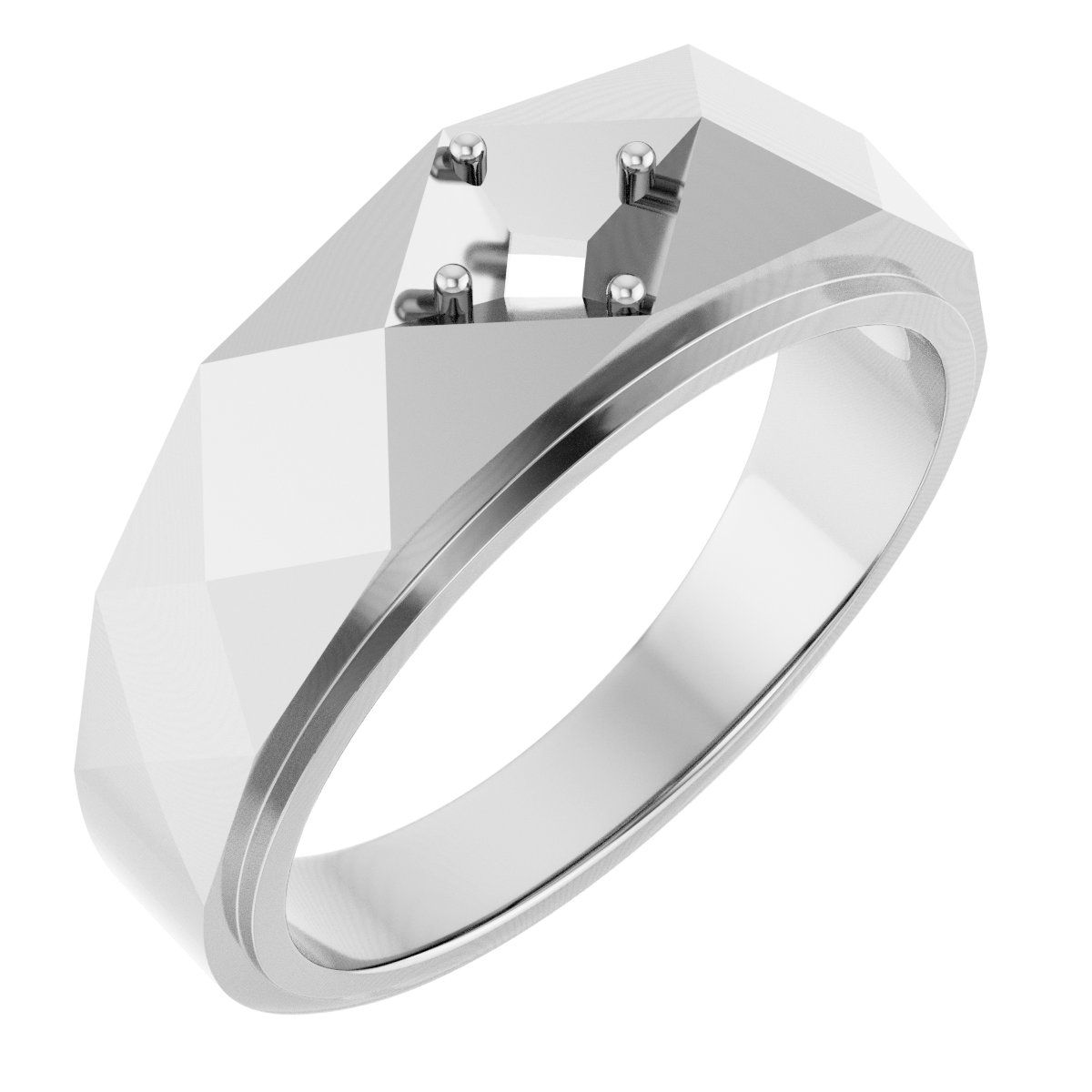 Faceted Solitaire Band