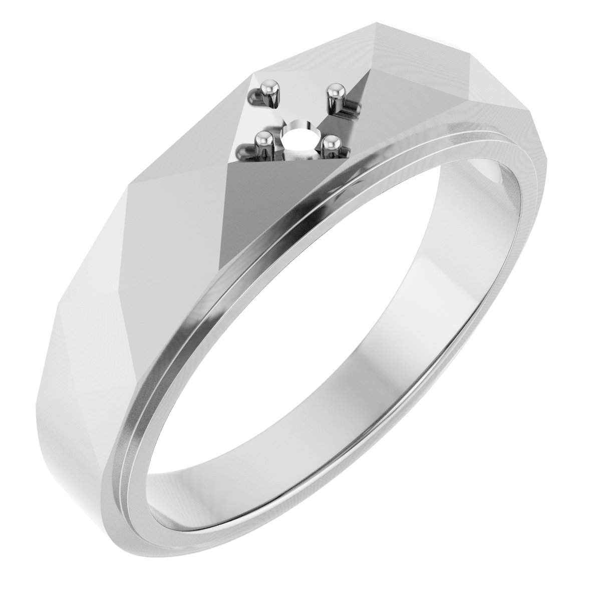 Faceted Solitaire Band
